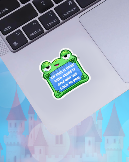 "Talk It Over" Tech-Funny Frog Sticker