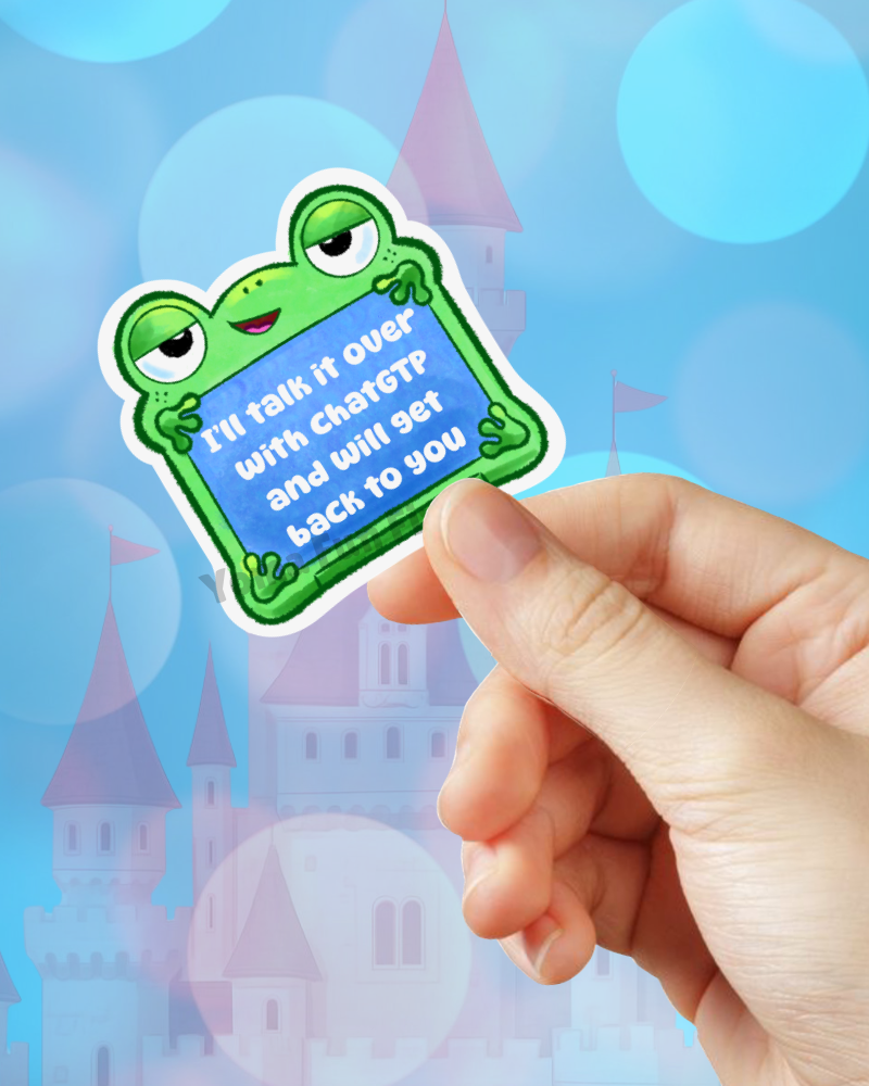 "Talk It Over" Tech-Funny Frog Sticker