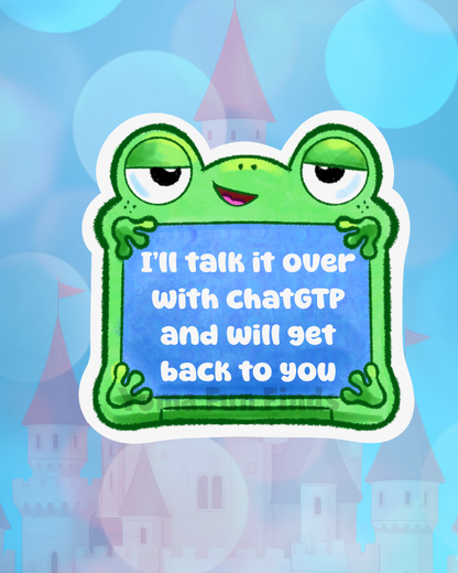 "Talk It Over" Tech-Funny Frog Sticker