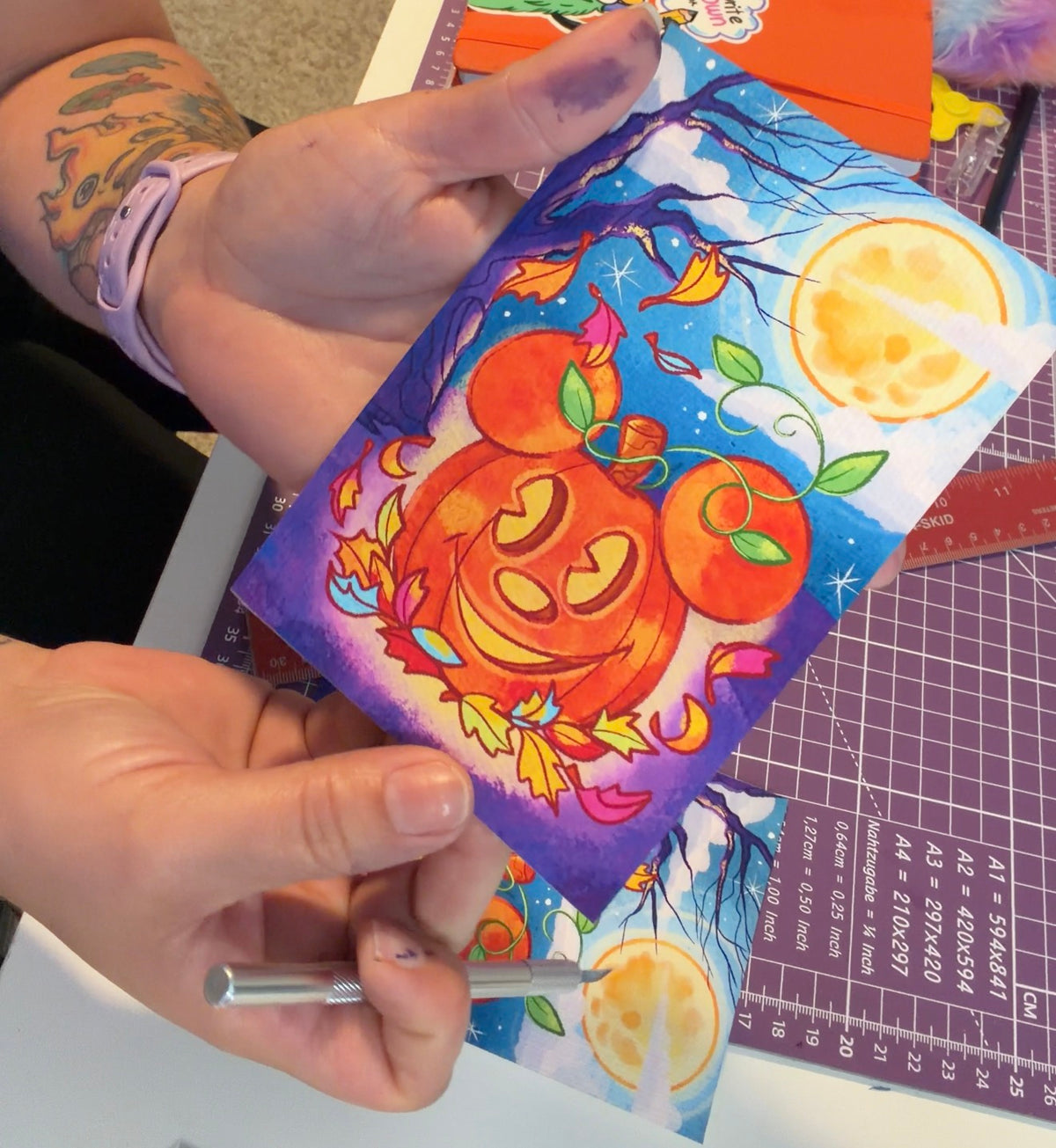 Not-So-Scary Pumpkin Watercolor Art Print | 4x6 Original Art