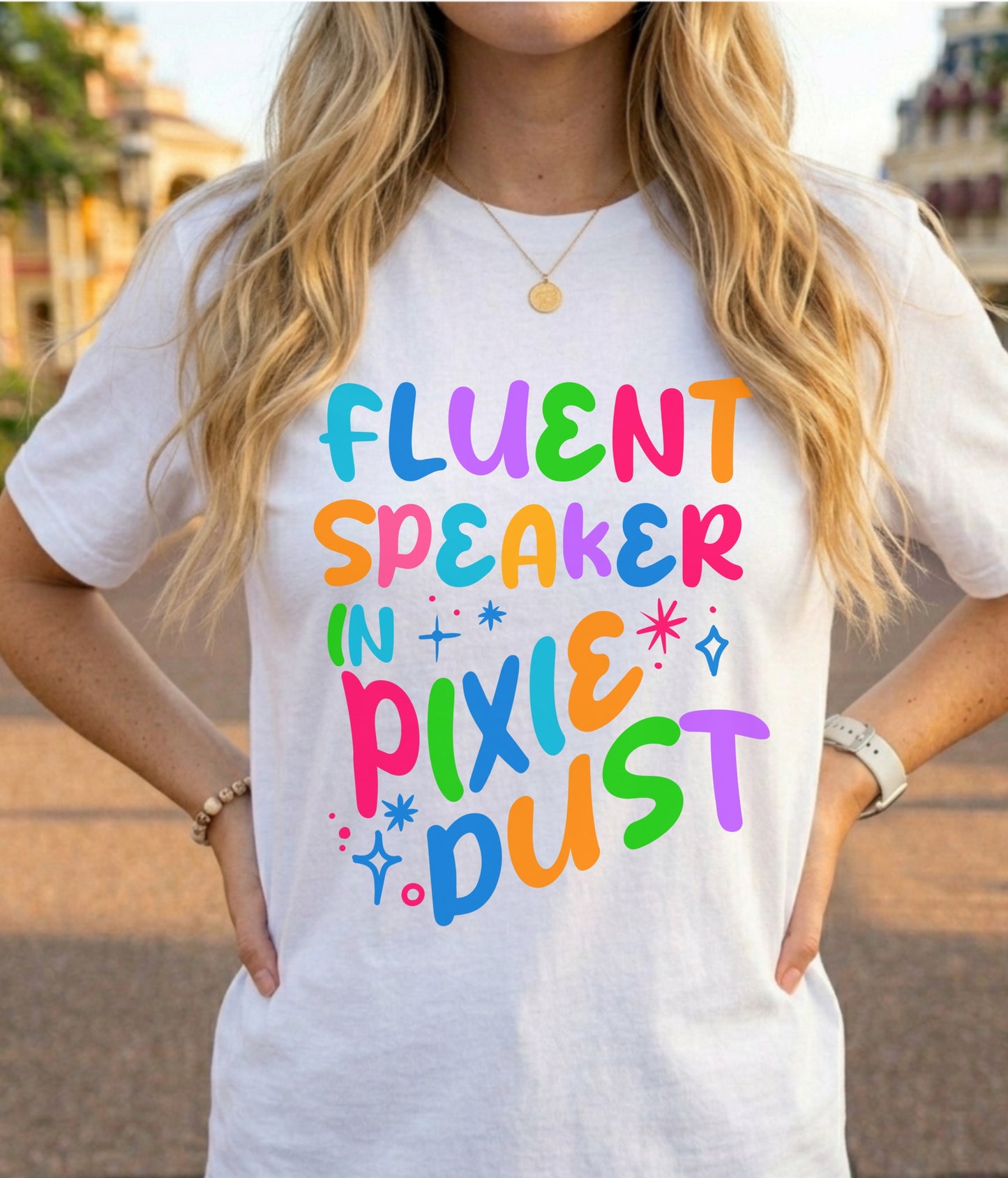 Fluent Speaker in Pixie Dust Graphic Tee | Magical Theme Park Shirt
