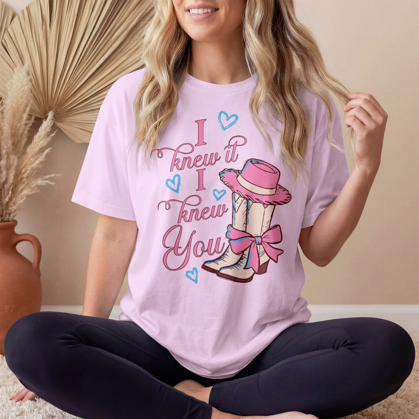 "I Knew It. I Knew You." Western Cowgirl Graphic Tee | Pastel Country Aesthetic Shirt